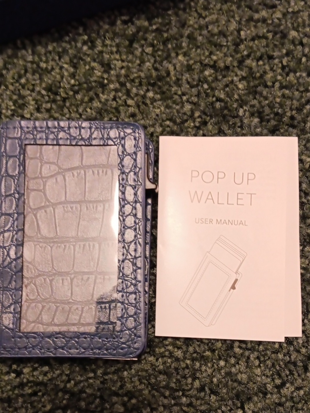 Pop Up Wallet Card Holder - Blue Croc Pattern